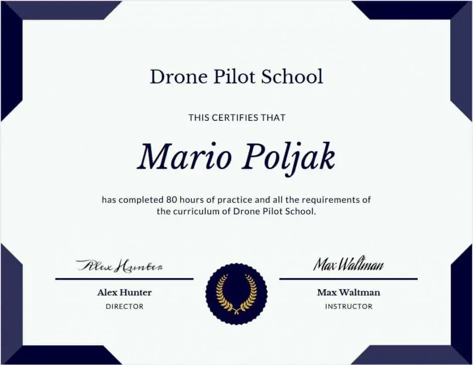 Drone Pilot School Certificate Mario Poljak